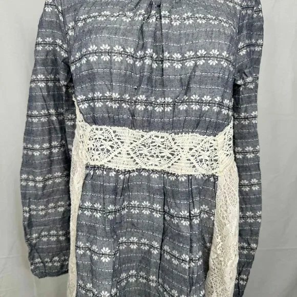 Ryu Anthropologie Peasant Dress Lace Detail Spring Cottagecore Tie Back Medium - Picture 8 of 15